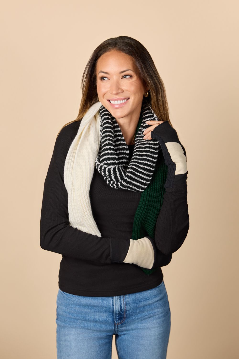 Woman wearing the Fennel Scarf