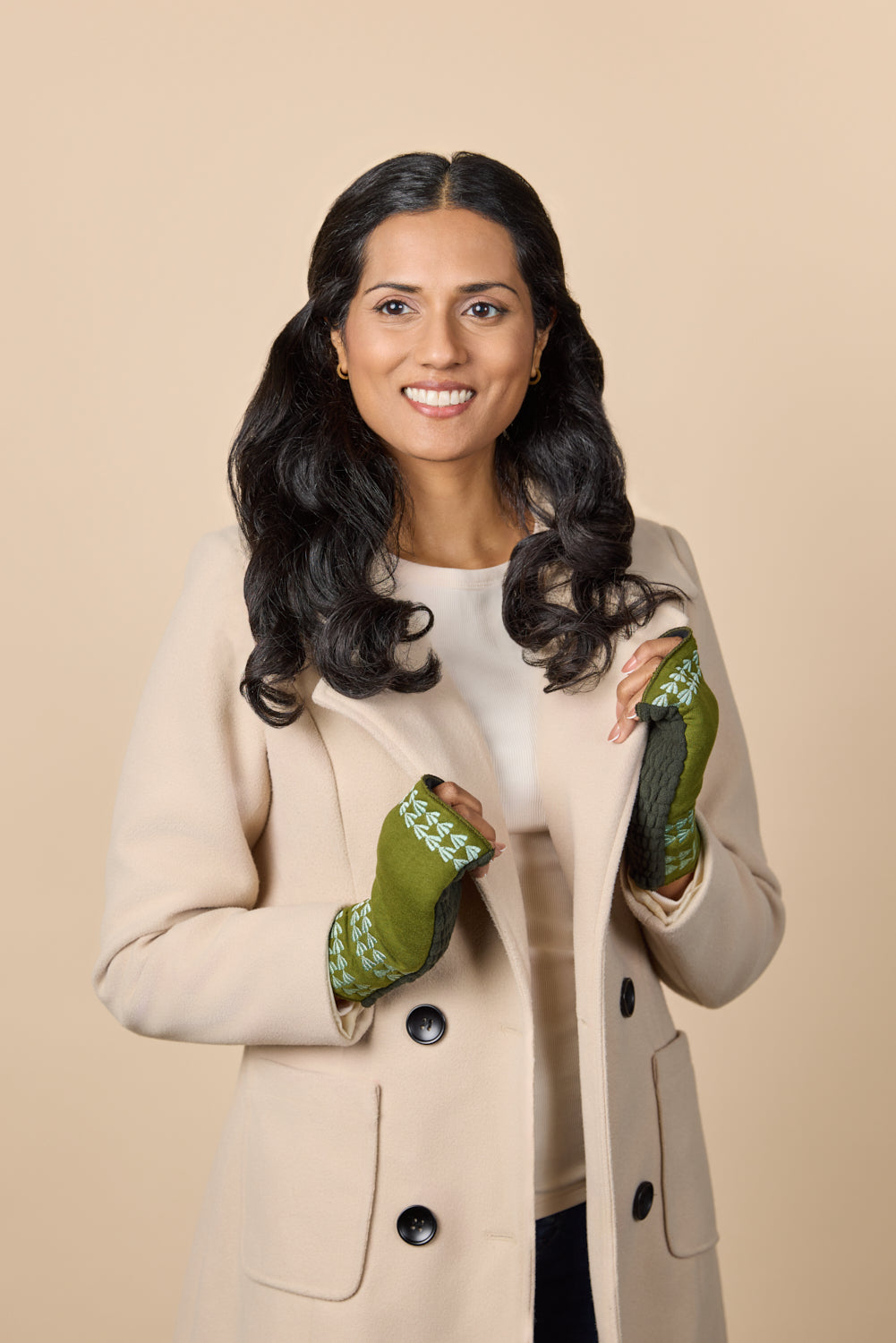 Stripe Fingerless Glove Verdant
