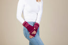 Vail Wool Knit Half Mitten Flora on model