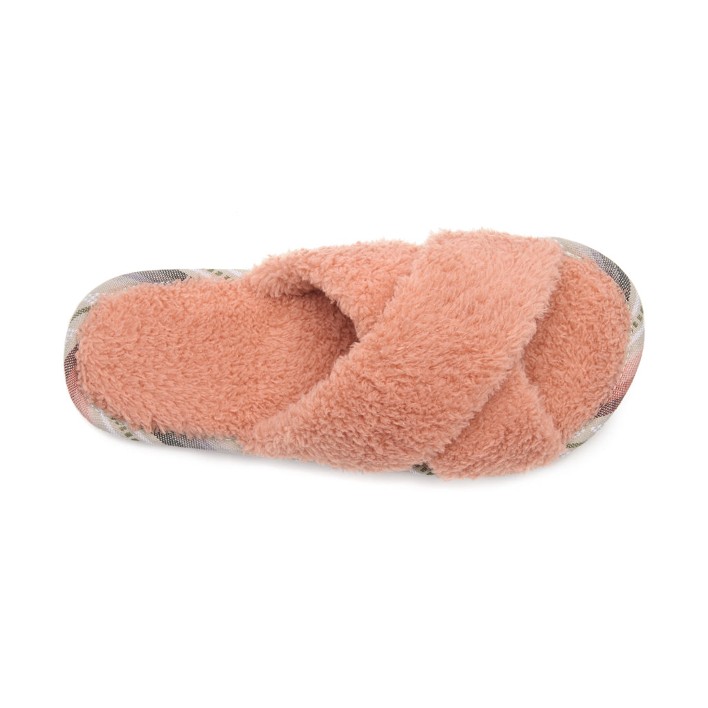 Women's Sherpa Cross-Strap Slipper Apple – Feelgoodz