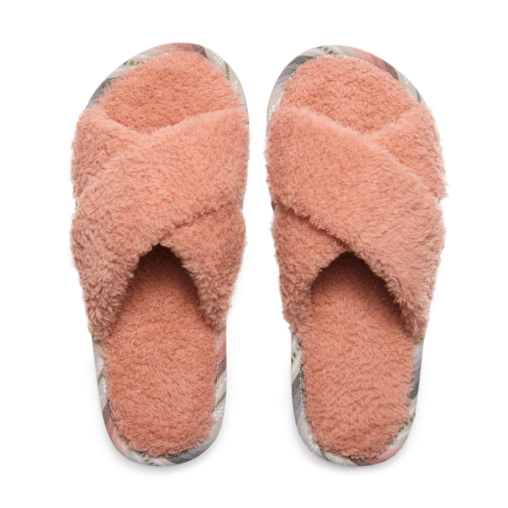 Women's Sherpa Cross-Strap Slipper Apple – Feelgoodz