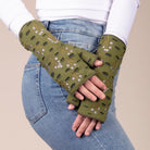 Winter Berry Fleece Fingerless Glove Field on model
